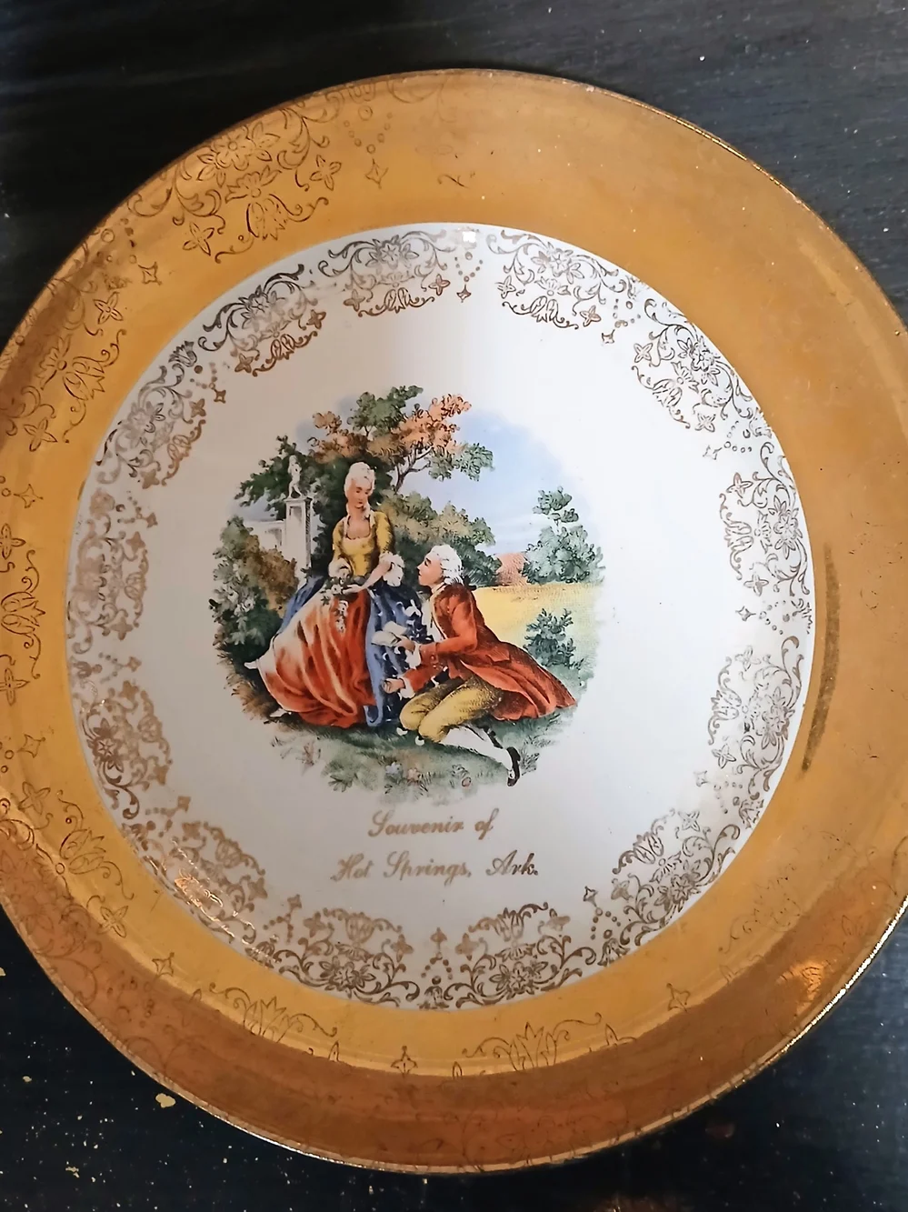 Baroque Period Style Courting Couple Crest-O-Gold plate 22 karat gold